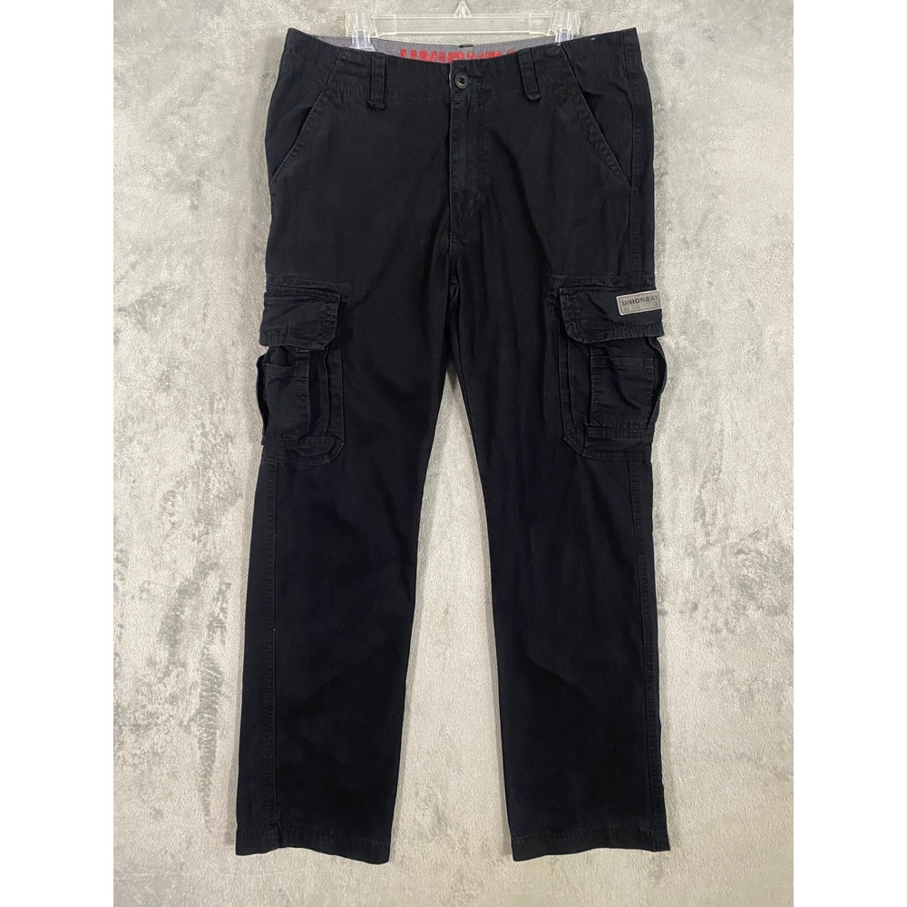 Unionbay Cargo Pants 34x34 Black Y2K Vintage Straight Leg Baggy Cotton Skater